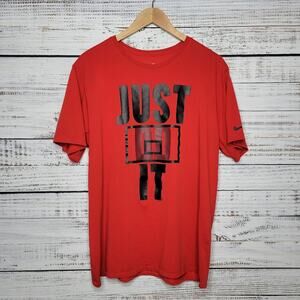 Nike Dri-Fit Just Do It Basketball Graphic Red Short Sleeve Tee | XL